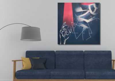 Fight: Acryl und Graffiti auf Leinwand, 85x85, 2023