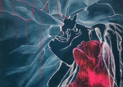 Fight: Acryl und Graffiti auf Leinwand, 85x85, 2023